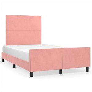 vidaXL Cadru de pat cu tăblie, roz, 120x190 cm, catifea imagine
