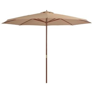 vidaXL Umbrelă de soare de exterior, stâlp din lemn, gri taupe, 350 cm imagine