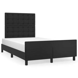 vidaXL Cadru de pat cu tăblie, negru, 120x190 cm, piele ecologică imagine