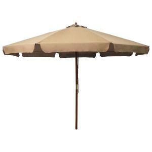 vidaXL Umbrelă de soare de exterior, stâlp din lemn, gri taupe, 330 cm imagine