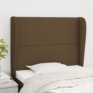 vidaXL Tăblie de pat cu aripioare maro închis 103x23x118/128 cm textil imagine