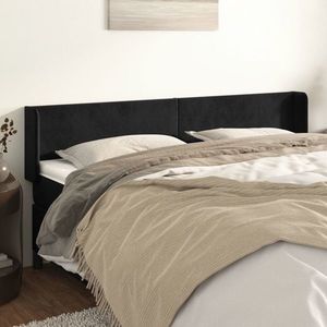 vidaXL Tăblie de pat cu aripioare negru 183x16x78/88 cm catifea imagine