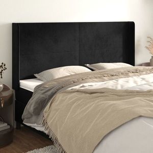 vidaXL Tăblie de pat cu aripioare, negru, 183x16x118/128 cm, catifea imagine