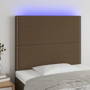 vidaXL Tăblie de pat cu LED, maro închis, 100x5x118/128 cm, textil imagine