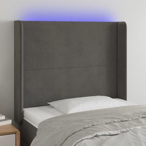 vidaXL Tăblie de pat cu LED, gri închis, 93x16x118/128 cm, catifea imagine