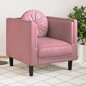 vidaXL Fotoliu canapea cu pernă, roz, catifea imagine
