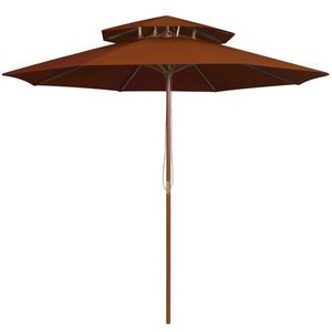 vidaXL Umbrelă de soare dublă, stâlp din lemn, cărămiziu, 270 cm imagine