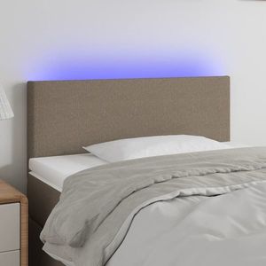 vidaXL Tăblie de pat cu LED, gri taupe, 90x5x78/88 cm, textil imagine