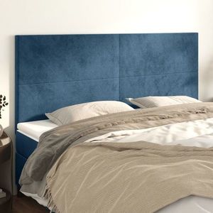 vidaXL Tăblii de pat, 4 buc, albastru închis, 80x5x78/88 cm, catifea imagine