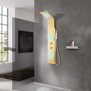 vidaXL Sistem panou de duș curbat, auriu, oțel inoxidabil 201 imagine