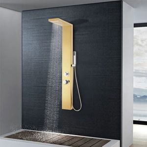 vidaXL Sistem panou de duș, auriu, oțel inoxidabil 201 imagine