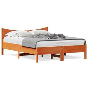 vidaXL Cadru de pat, maro ceruit, 135x190 cm, lemn masiv de pin imagine