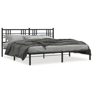 vidaXL Cadru de pat metalic cu tăblie, negru, 183x213 cm imagine
