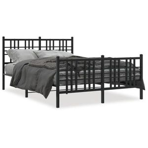 vidaXL Cadru de pat cu tăblie la cap și picioare, negru, 140x200 cm imagine