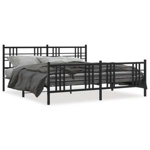 vidaXL Cadru pat metalic cu tăblii de cap/picioare, negru, 200x200 cm imagine