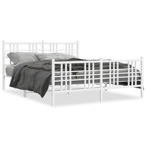 vidaXL Cadru de pat cu tăblie la cap/picioare, alb, 160x200 cm imagine