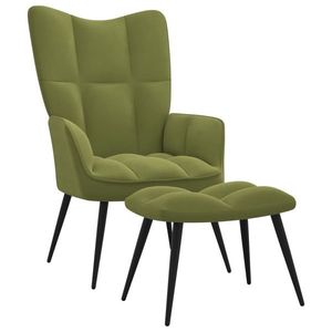 vidaXL Scaun de relaxare cu taburet, verde deschis, catifea imagine