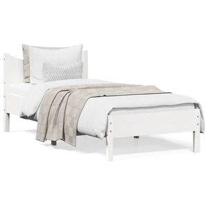 vidaXL Cadru de pat, alb, 90x200 cm, lemn masiv de pin imagine