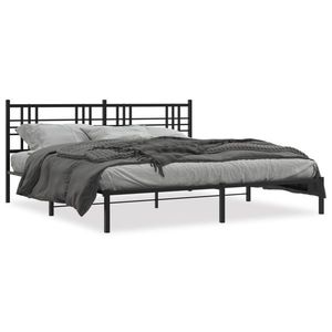 vidaXL Cadru de pat metalic cu tăblie, negru, 200x200 cm imagine