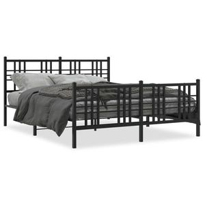 vidaXL Cadru pat metalic cu tăblie de cap/picioare, negru, 150x200 cm imagine