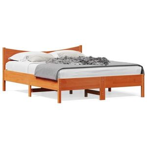 vidaXL Cadru de pat cu tăblie, maro ceruit, 150x200 cm, lemn masiv pin imagine
