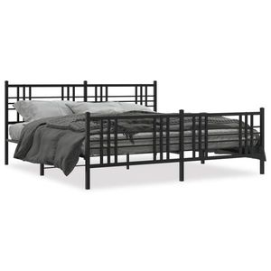 vidaXL Cadru pat metalic cu tăblii de cap/picioare, negru, 183x213 cm imagine