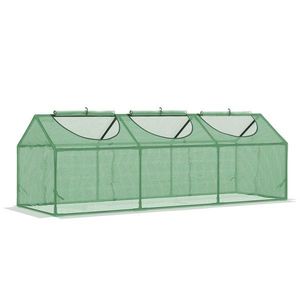 Mini sera gradina pentru plante, legume, fructe cu 3 ferestre tip rulou si protectie PE Anti-UV, verde 180x60x60cm Outsunny | Aosom RO imagine