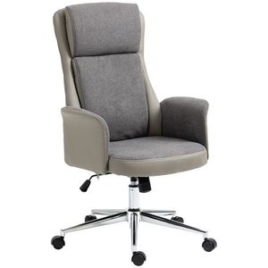 Scaun de birou elegant Vinsetto din 2 tesaturi, scaun ergonomic reglabil pe inaltime cu roti pivotante, 65x72x108-118cm, gri | Aosom RO imagine