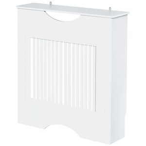 Capac de radiator din MDF alb, cu blat si design anti-inclinare, 78x19x82 cm HOMCOM | Aosom RO imagine