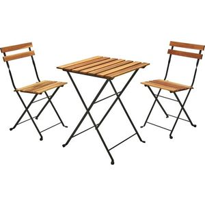 Set mobilier de gradina Bistro, 3 piese, lemn de salcam/otel, maro/negru imagine