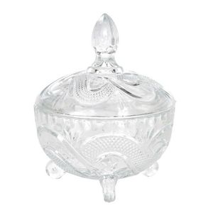 Bomboniera cu capac V1, Excellent Houseware, 9.8x12.5 cm, 200 ml, sticla, transparent imagine