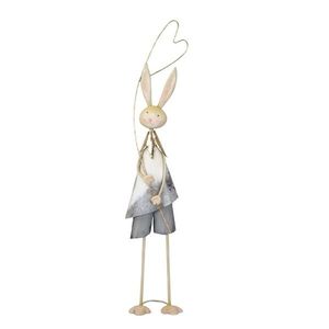 Statueta Flower Bunny din metal gri 21.5x13x90 cm imagine