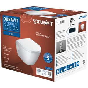 Set vas wc suspendat Duravit D-Neo Compact Rimless si capac cu inchidere lenta imagine