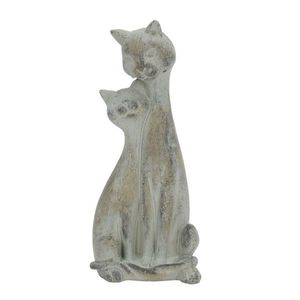 Statueta Loving Cats din ciment gri 9x7x21 cm imagine