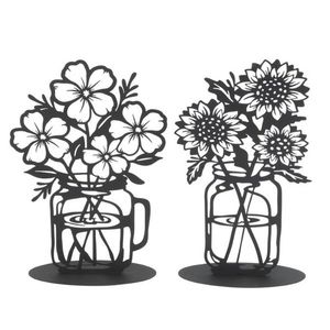 Decoratiune Midnight Flowers din metal negru 20x8x30 cm - modele diverse imagine