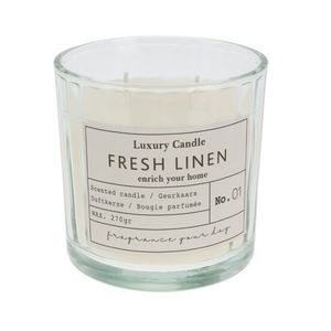 Lumanare parfumata Fresh Linen recipient sticla crem 10x10 cm imagine