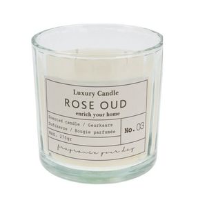 Lumanare parfumata Rose Oud recipient sticla crem 10x10 cm imagine