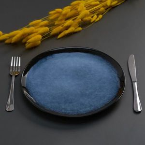 Set 4 farfurii intinse Serenity, Heinner Ø28 cm, ceramica, albastru/negru imagine