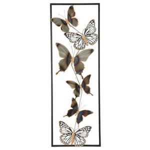 Decoratiune de perete Butterflies, Mauro Ferretti, 31x90 cm, fier, negru/argintiu imagine