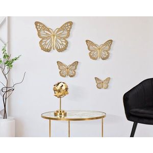 Set 4 decoratiuni de perete Butterflies, Mauro Ferretti, 35x29 cm, fier, auriu imagine