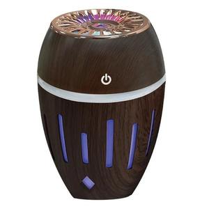 Mini Umidificator Ultrasonic 300ml cu Abur rece, Aromaterapie pentru Casa, Masina, cu Lampa Led, nuanta inchisa de lemn imagine