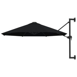 vidaXL Umbrelă de soare de perete cu stâlp metalic, negru, 300 cm imagine