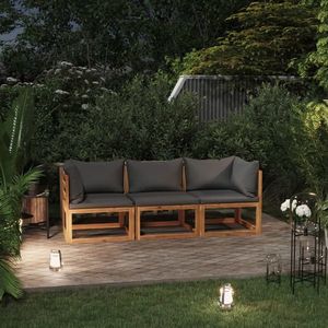 vidaXL Canapea de grădină 3 locuri cu perne, lemn masiv acacia imagine
