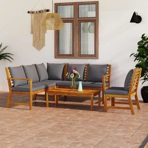 vidaXL Set mobilier de grădină cu perne, 5 piese, lemn masiv acacia imagine