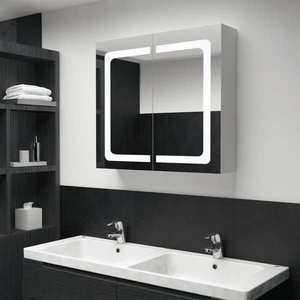 vidaXL Dulap de baie cu oglindă și LED, 80x12, 2x68 cm imagine