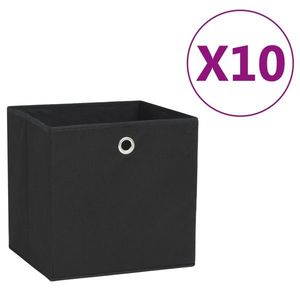 vidaXL Cutii depozitare, 10 buc., negru, 28x28x28 cm, material nețesut imagine