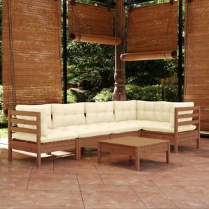 vidaXL Set mobilier grădină cu perne, 6 piese, maro miere, lemn de pin imagine