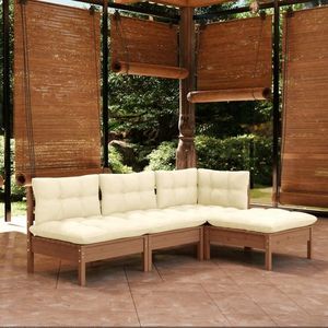 vidaXL Set mobilier grădină cu perne, 4 piese, maro miere, lemn de pin imagine