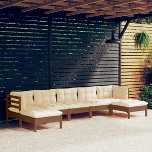 vidaXL Set mobilier grădină cu perne, 7 piese, maro miere, lemn de pin imagine