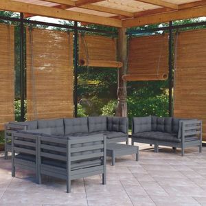vidaXL Set mobilier grădină cu perne, 9 piese, lemn masiv pin imagine